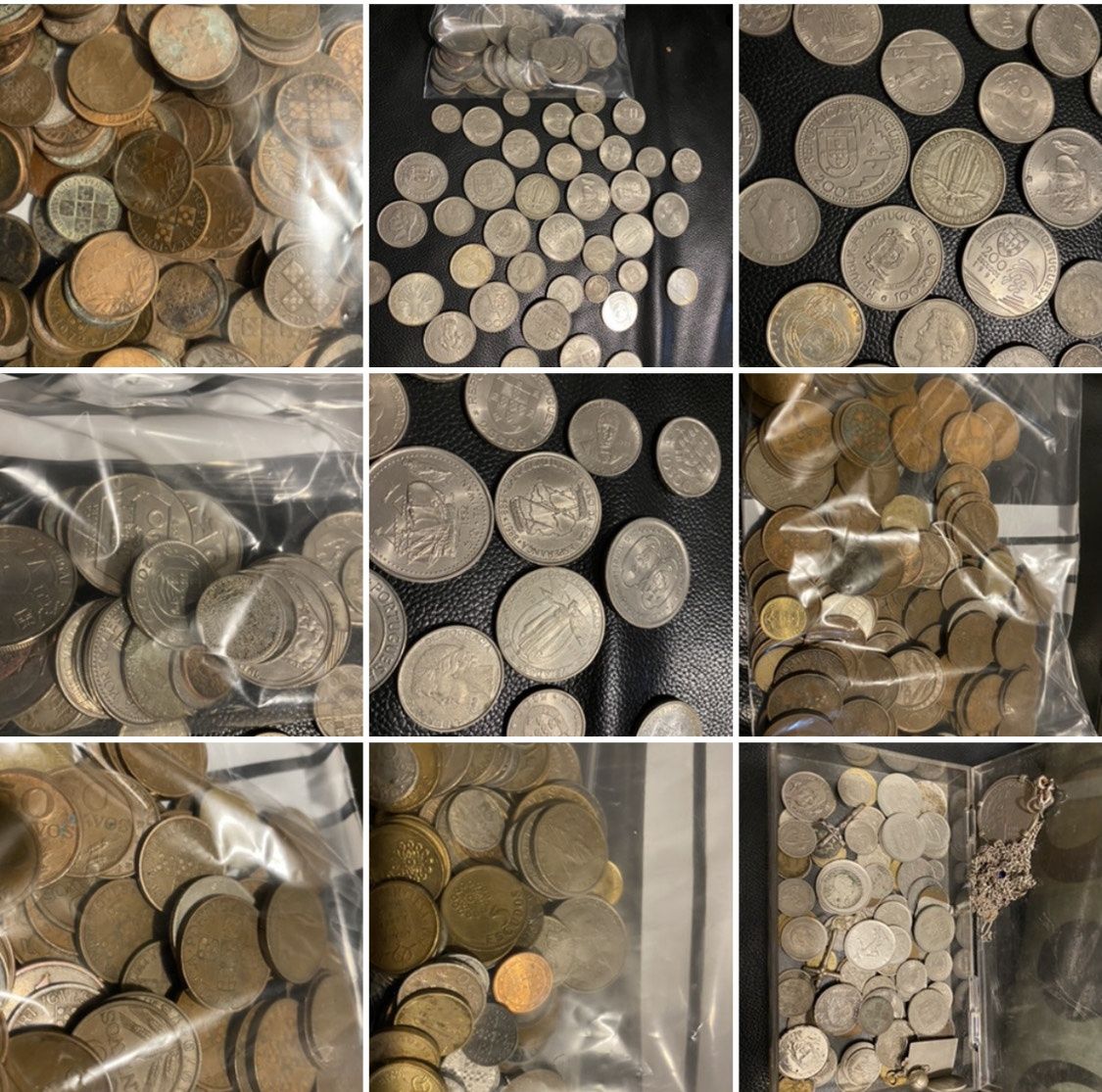 Muitas moedas antigas muitas em prata