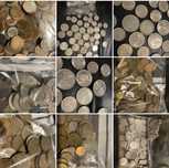 Muitas moedas antigas muitas em prata
