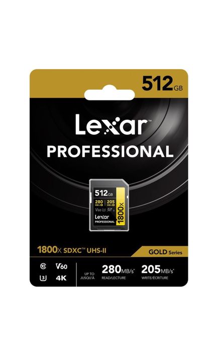 Карта памяти Lexar 512GB Professional 1800x UHS-II SDXC GOLD Series