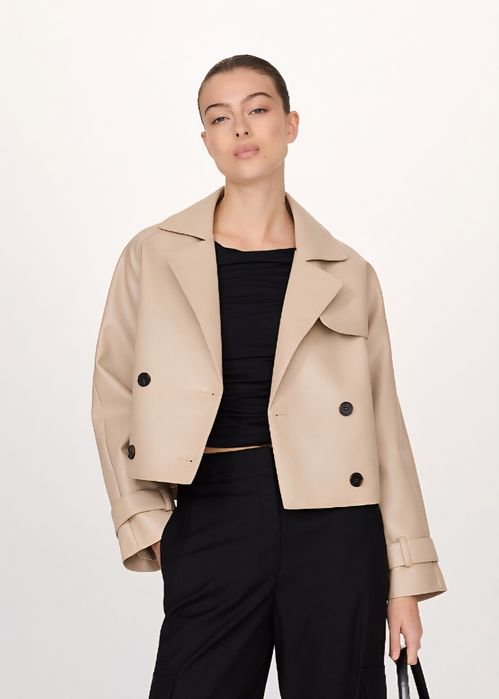 Kurtka Reserved beżowa oversize ekoskóra