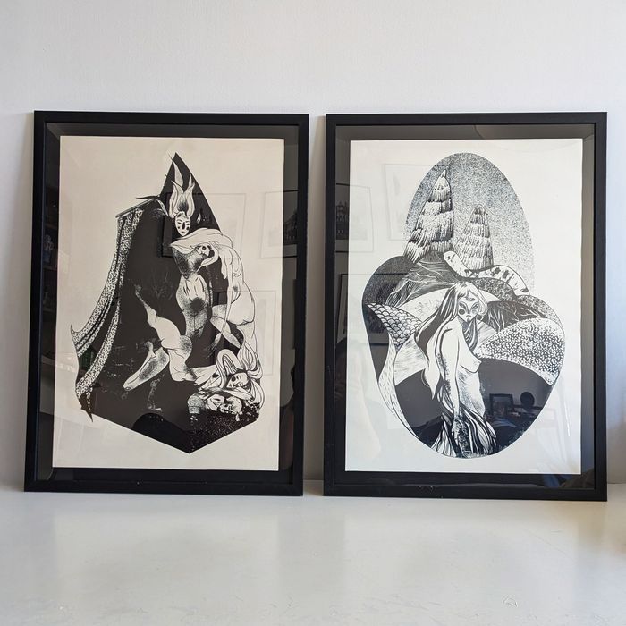 Zestaw Dyptyk 50x70 Grafiki alegrafia czarno-białe