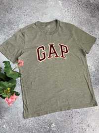 Серая премиальная футболка мужская с большим логотипом Gap (Оригинал)