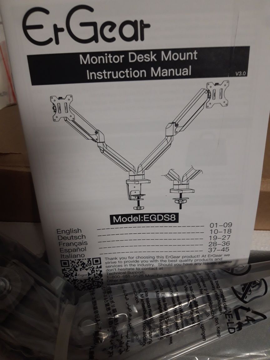 Uchwyt do 2 monitorów 13-32 " max 8 kg firmy ErGear alu