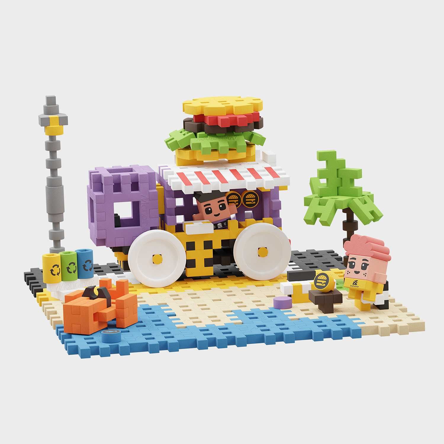 MARIOINEX KLOCKI 904244 mini wafle FOOD TRUCK 148 elementów