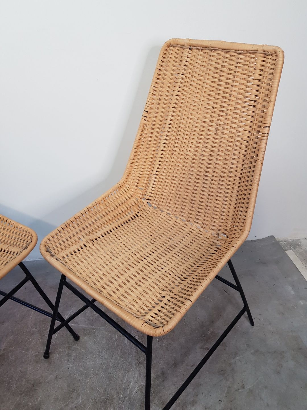 Krzesła „Basket”, proj. Gian Franco Legler, Włochy, lata 50/60 -Rattan