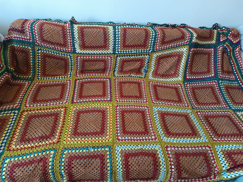 Duży Koc szydełkowy, ręcznie robiony