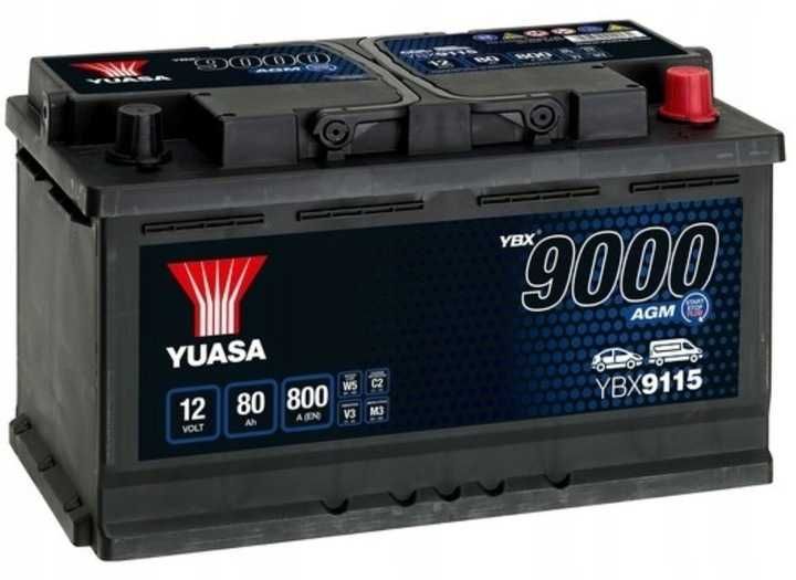 Akumulator AGM Start-Stop 80Ah 800A P+ 12V  YUASA YBX9115