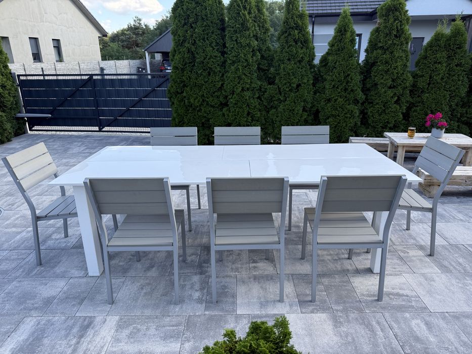 Meble ogrodowe bialo szare