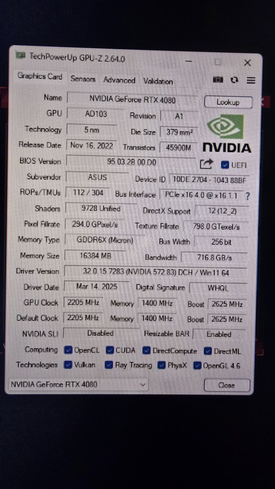 Asus ROG Strix RTX 4080 16GB OC
