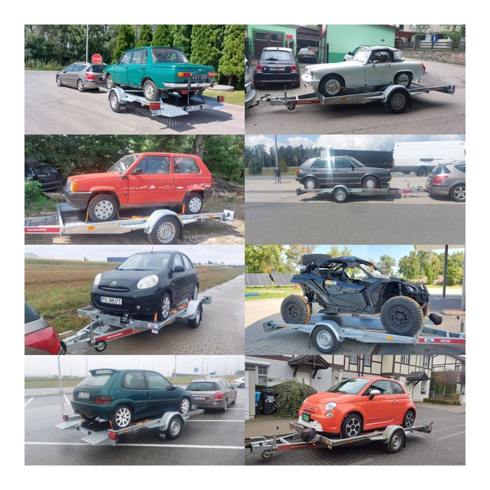 Przyczepa Laweta jednoosiowa wynajem 1350dmc | kat b | 1.95 x 3.5m