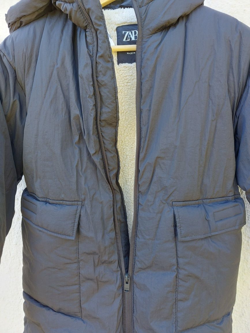 Nowa czarna kurtka zimowa/płaszcz Zara 152