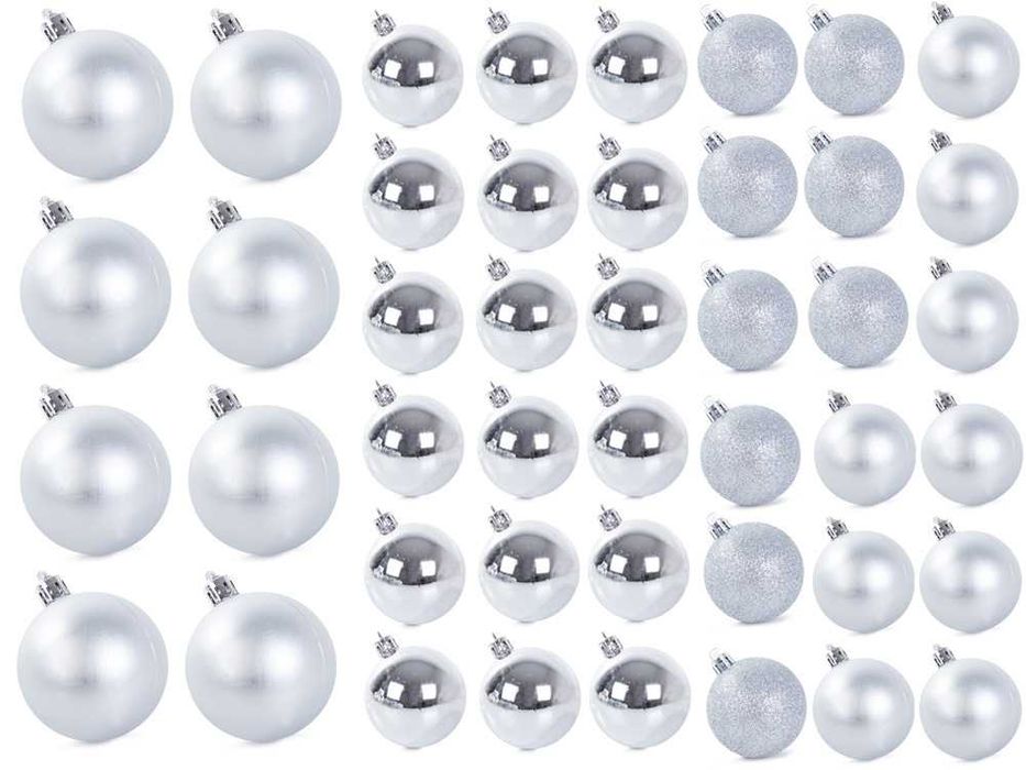 Bombki choinkowe na choinkę 6/4/3 cm zestaw 100szt srebrne