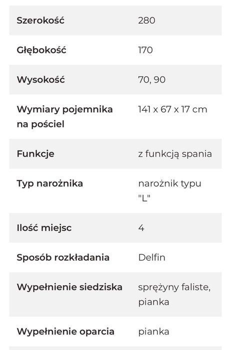 Narożnik nowy z funkcją spania