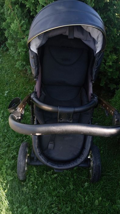 Wózek czarny złoty wielofunkcyjny fotelik  głeboki spacerówkaka