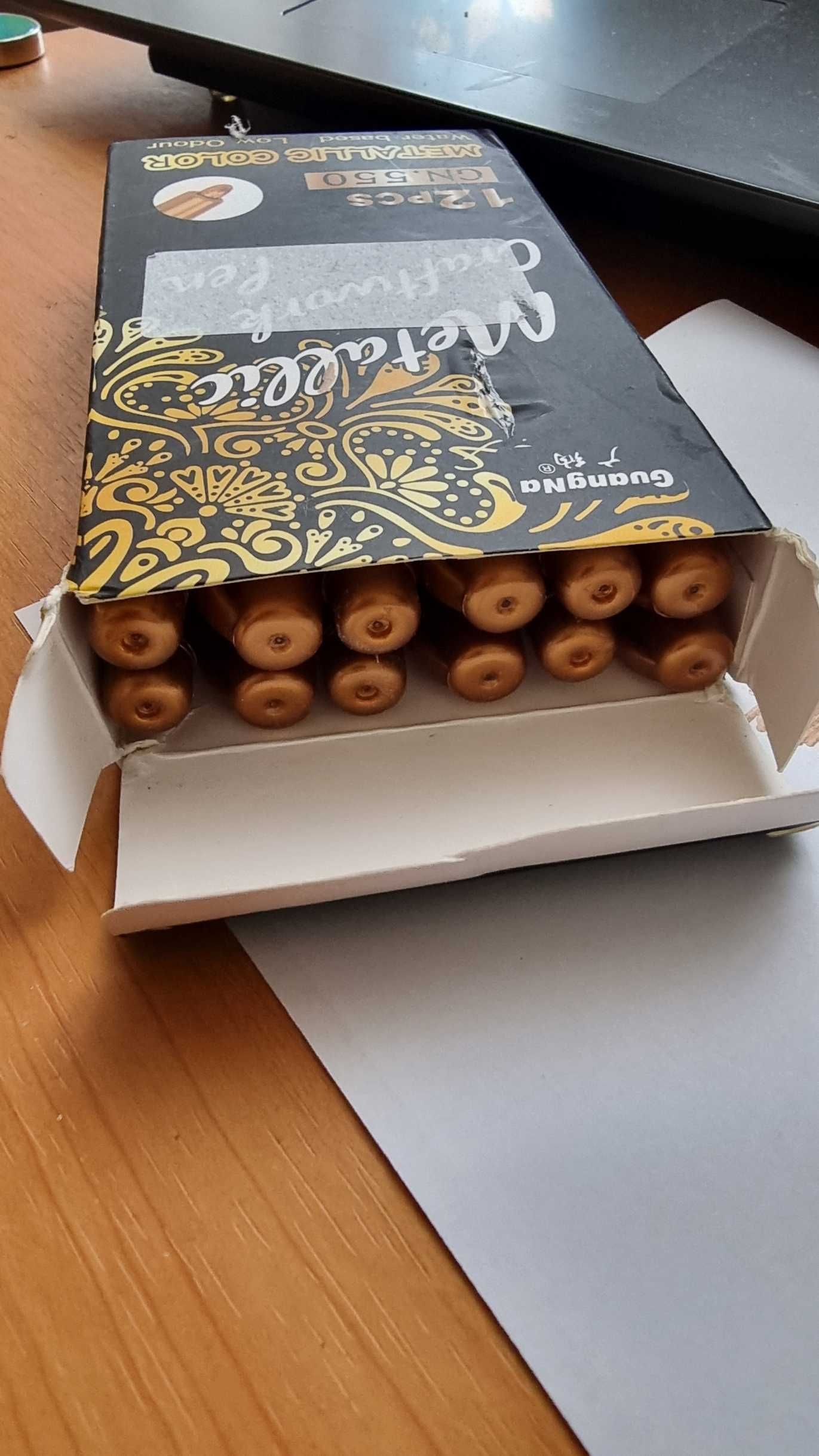Marker pisak flamaster 12szt permanent metalizowany miedź