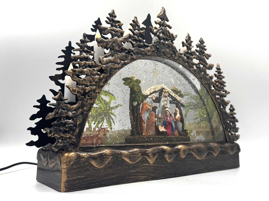 Podświetlana Szopka Bożonarodzeniowa, gra kolęda, świecąca szopka