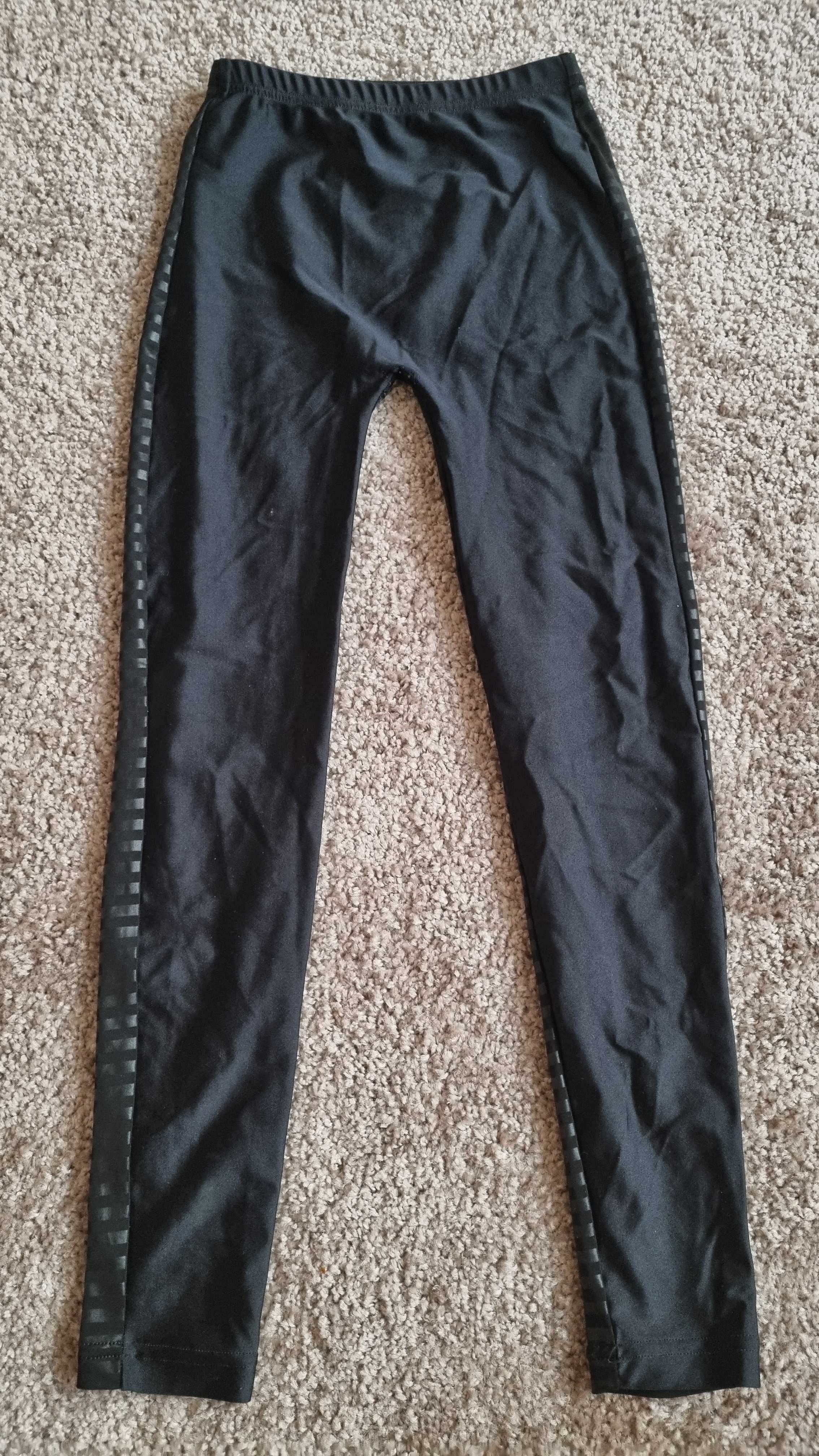 Czarne legginsy w srebrne paski, American Apparel, rozm. S, dł. 80cm