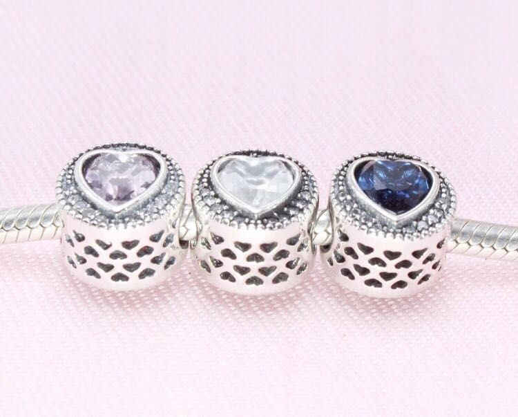 charms do pandora srebro s925 niebieskie serce kryształ beads