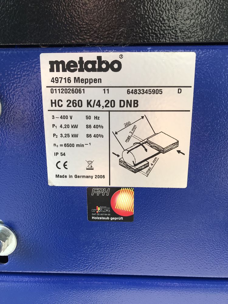 Metabo hc 260 grubosciowka rowniarka ful opcja 4,2kw 380v Szczytno