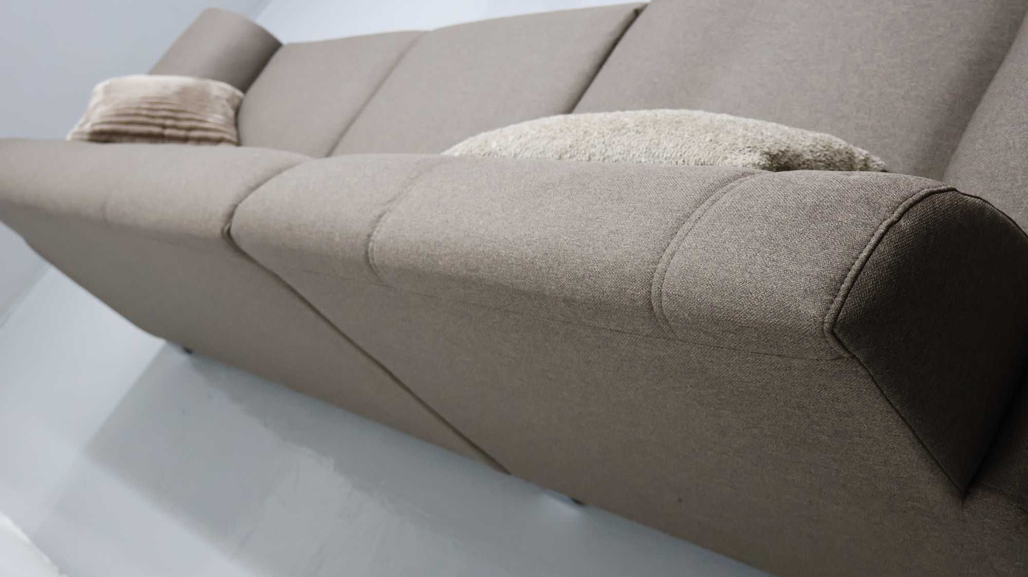TCD DESIGN NAROŻNIK z funkcją spania PUFA rogówka sofa brązowa tkania