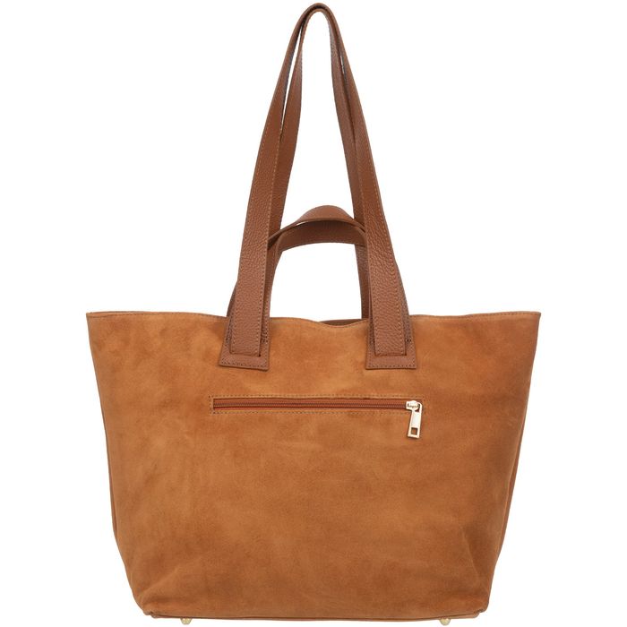 VEZZE torebka damska zamszowa shopper z długimi rączkami V498 czerwona