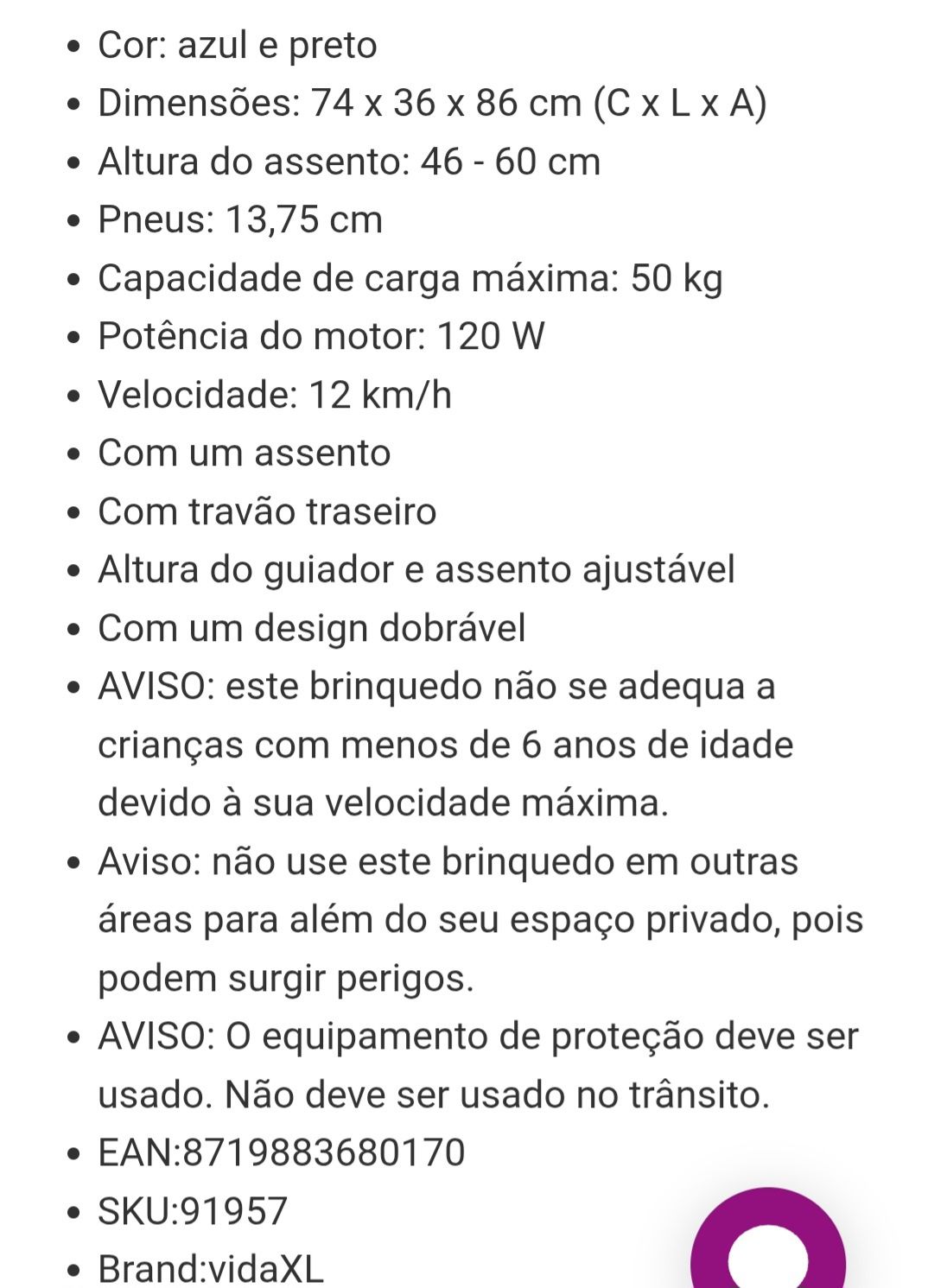 Trotinete elétrica com banco