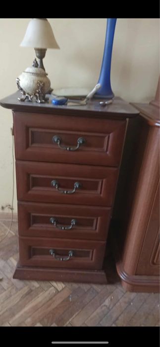 Komplet mebli z drewna Witryna komoda regał słupek z szufladami