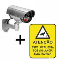 CÂMARA Fictícia/Falsa + Placa vídeo vigilância 25CM PVC 3MM