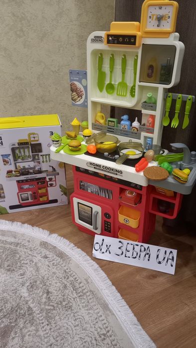 Кухня 82см нові дитяча з водою,парою, світ,звук,65 придмета