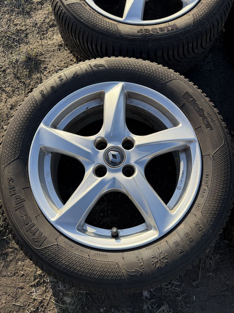 Komplet kół zimowych 4x100 Renault Nissan Dacia 205/60/16 Kleber
