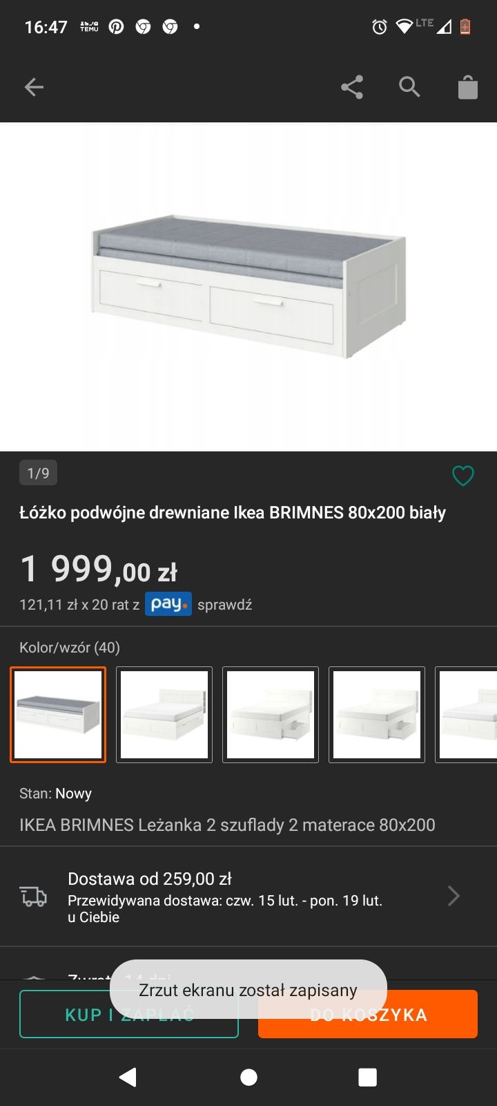 Łóżko Ikea Brimes