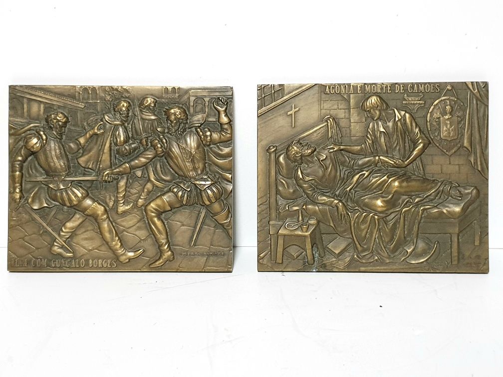 Conjunto de 3 medalhas em bronze "Luís de Camões" 1580 até 1980