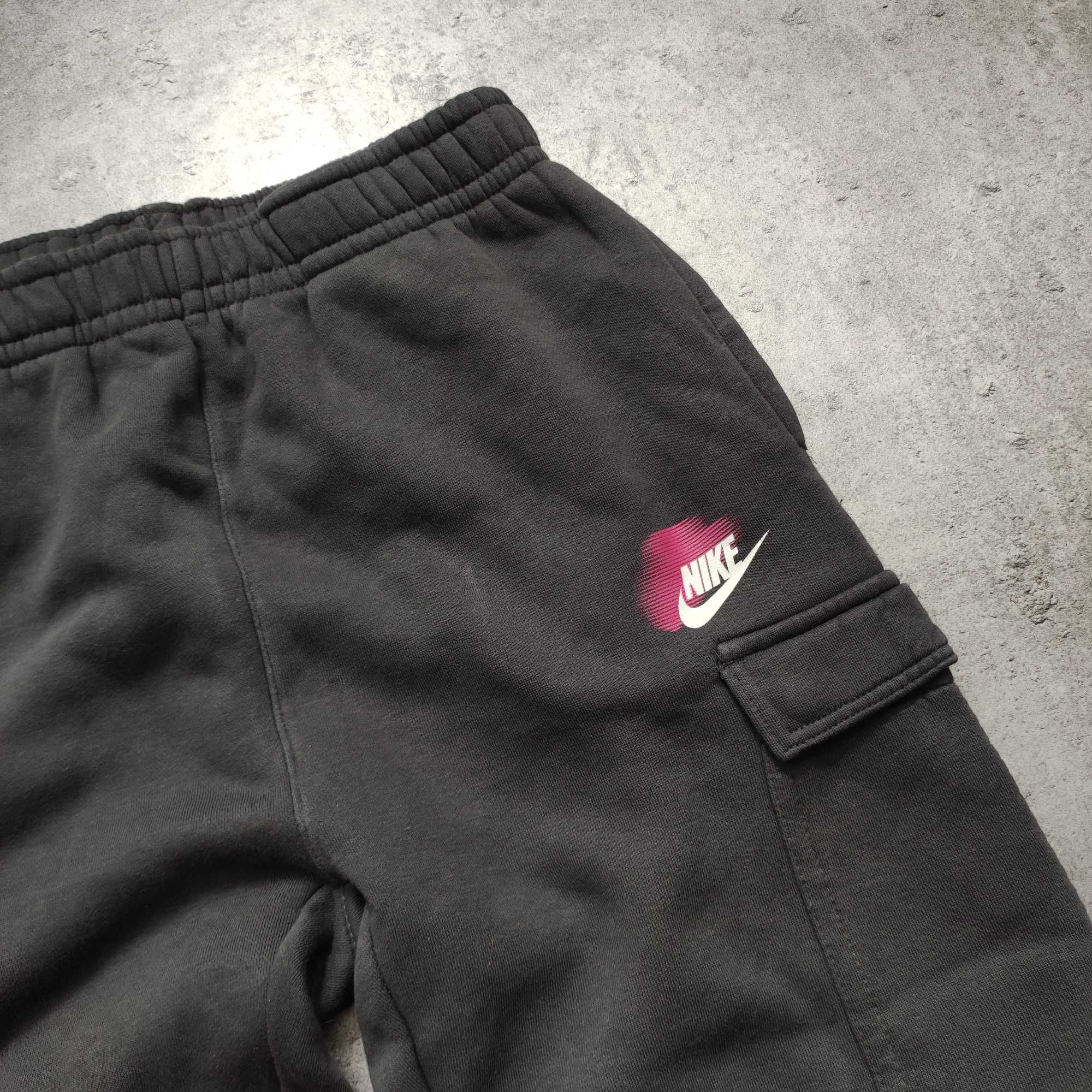 MĘSKIE Spodnie Dresy Sportowe Grafitowe Cargo Kieszenie Nike Bawełna