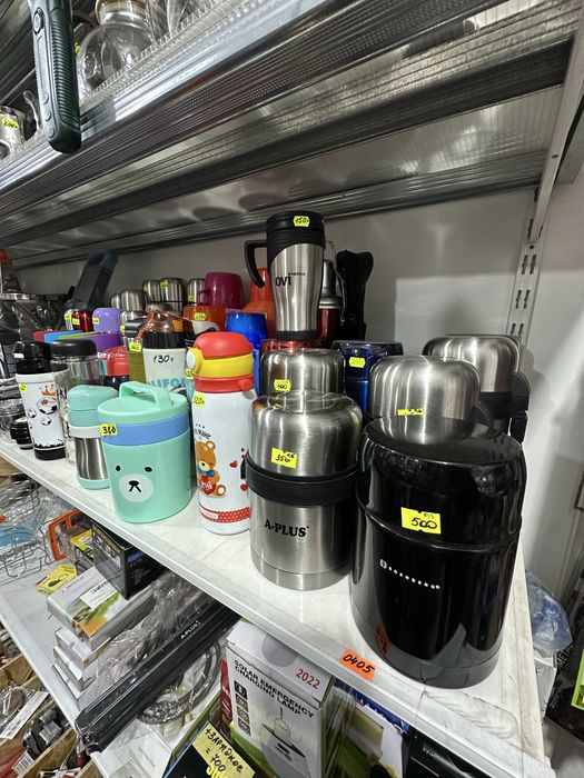 Термоса  и термокружки пищевые и для жидкости металл и стекло