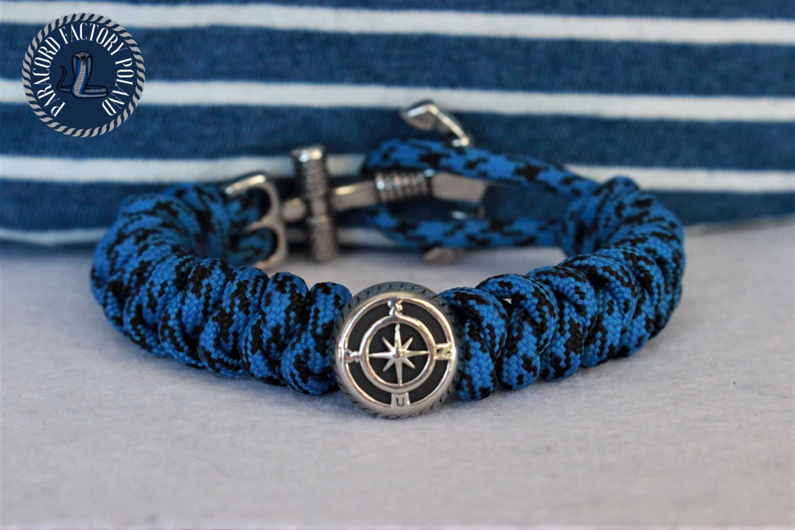 Bransoletka knot żeglarska ster/róża wiatrów kotwica paracord handmade