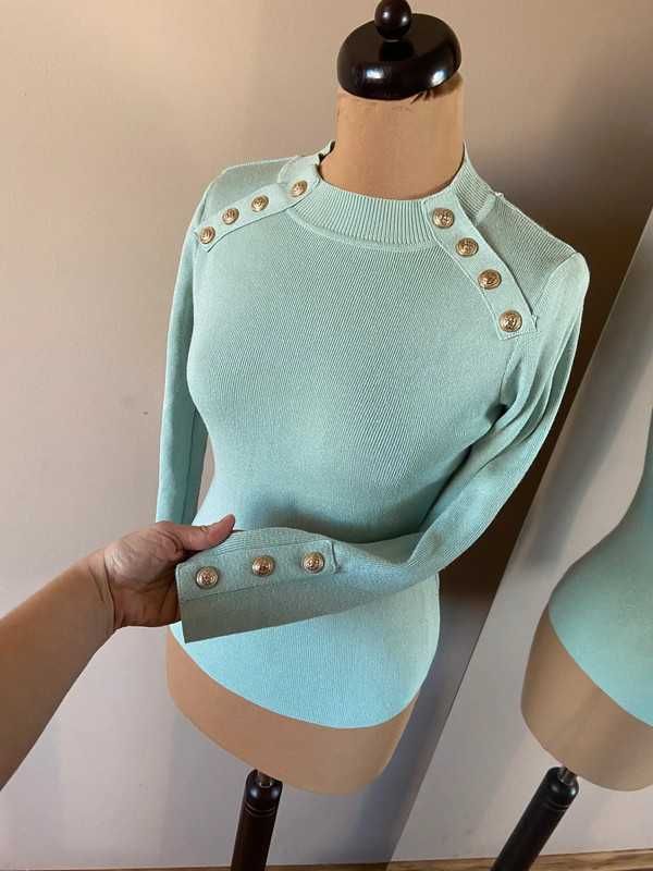 Drole de copine sweter pastele golf turkus mieta s m 36 38 basic
