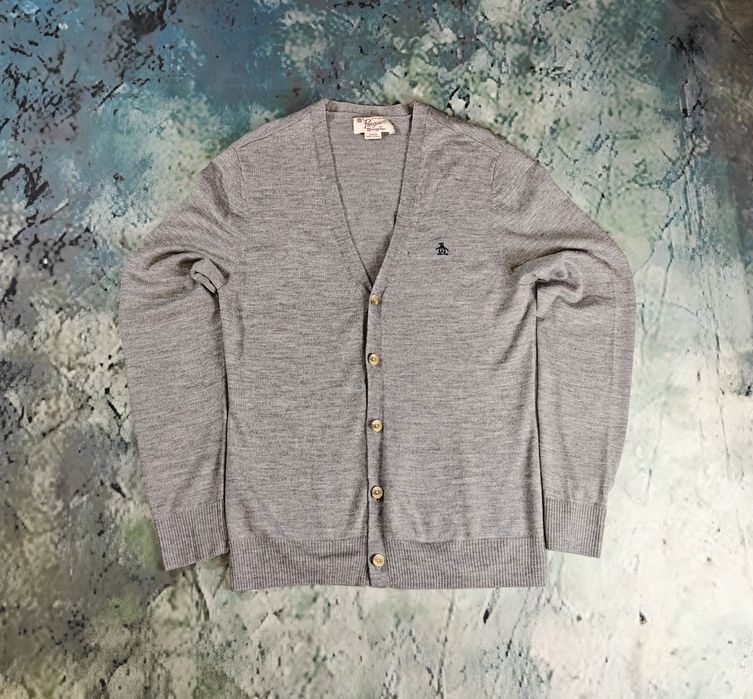 Kardigan męski szary Penguin 100% merino wool | Rozmiar M | Stan ideal