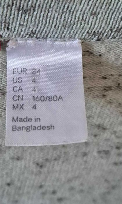 H&M damski sweterek z długim rękawem rozmiar 34 XS miętowy
