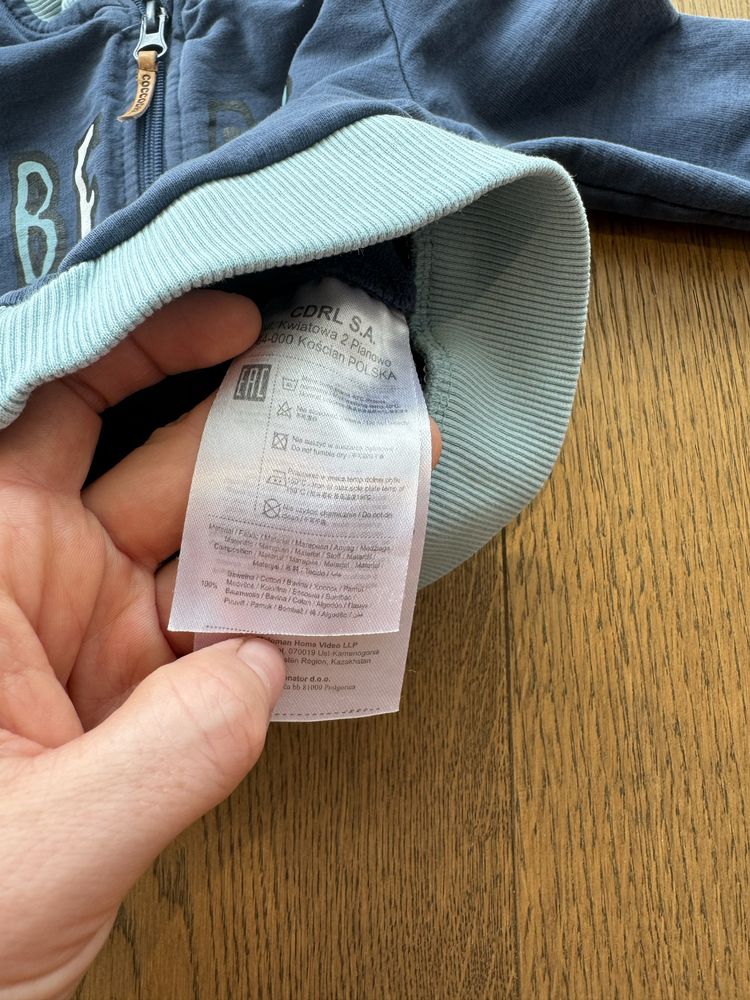 Bluza Coccodrillo 74 zapinana na zamek bez kaptura bawełna granatowa