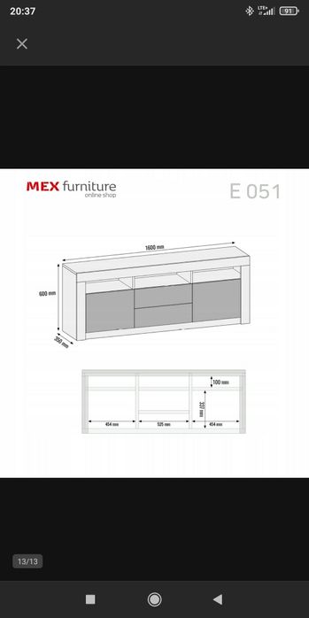 Szafka RTV Retro loft dąb mat czrny