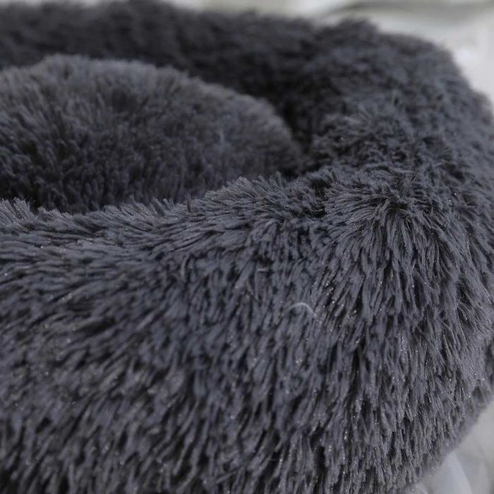 Ciemnoszare Legowisko dla psa/kota poduszka puszysta okrągła  50cm