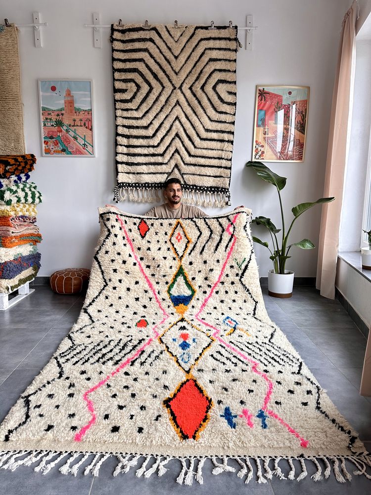 Nowy oryginalny dywan berber, Azilal, naturalny, wełna