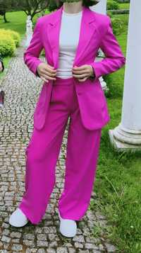 Komplet różowy xs żakiet+spodnie sinsey