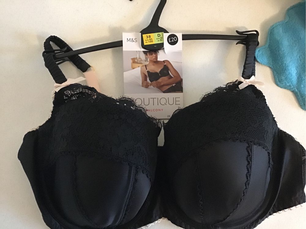 Бюстгальтер балконет bra M&S Satin & Lace Underwired p.38D,оригинал