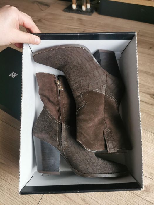 Botki skórzane brązowe 39 Kazar