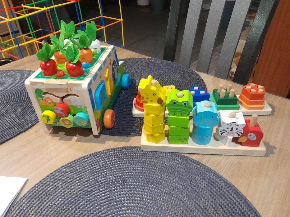 Drewniany Samochód Montessori 8w1 i dwie układanki
