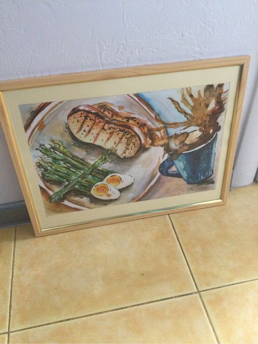Продам разные акварели и картину из гобелена.