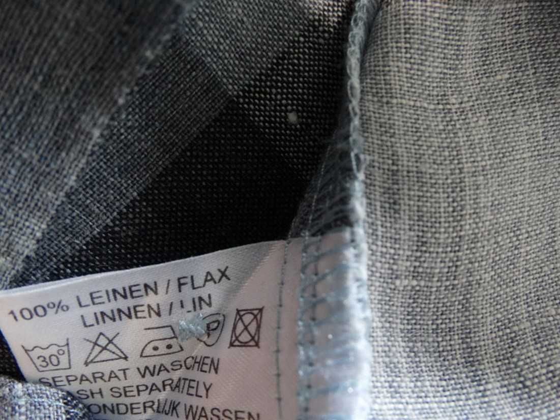 Bluzka Koszula Lniana 100% Len Komfortowy Fason Modna Kratka Włoska L