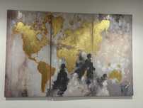 Quadro tripartido mapa mundo