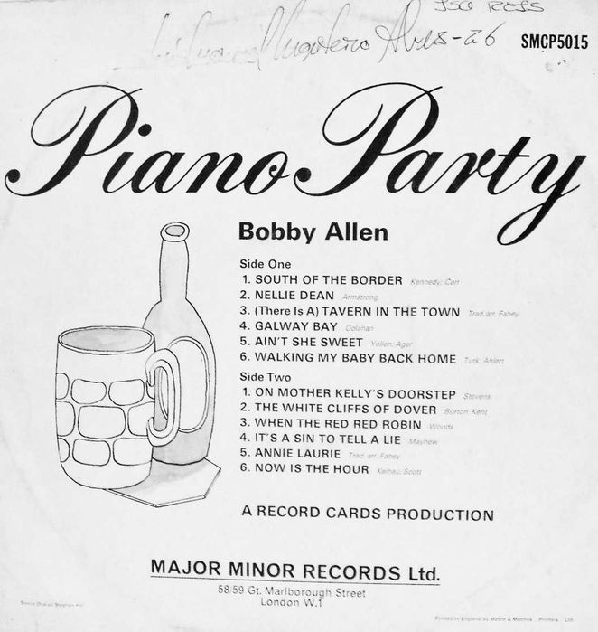 Bobby Allen - Piano Party - LP 33 Rpm Vinyl 12" - 1969